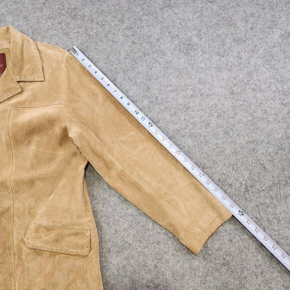 Eddie Bauer Suede Jacket Womens Medium Tan Leather Western Washable Coat Pockets - Picture 8 of 16